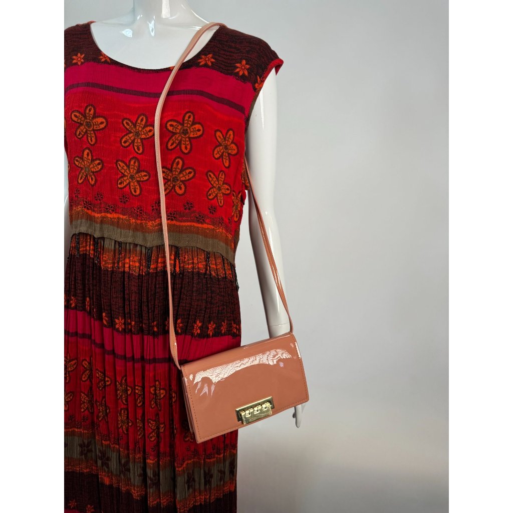 Zac Zac Posen Earthette Patent Leather Crossbody Bag Pastel Coral Pink